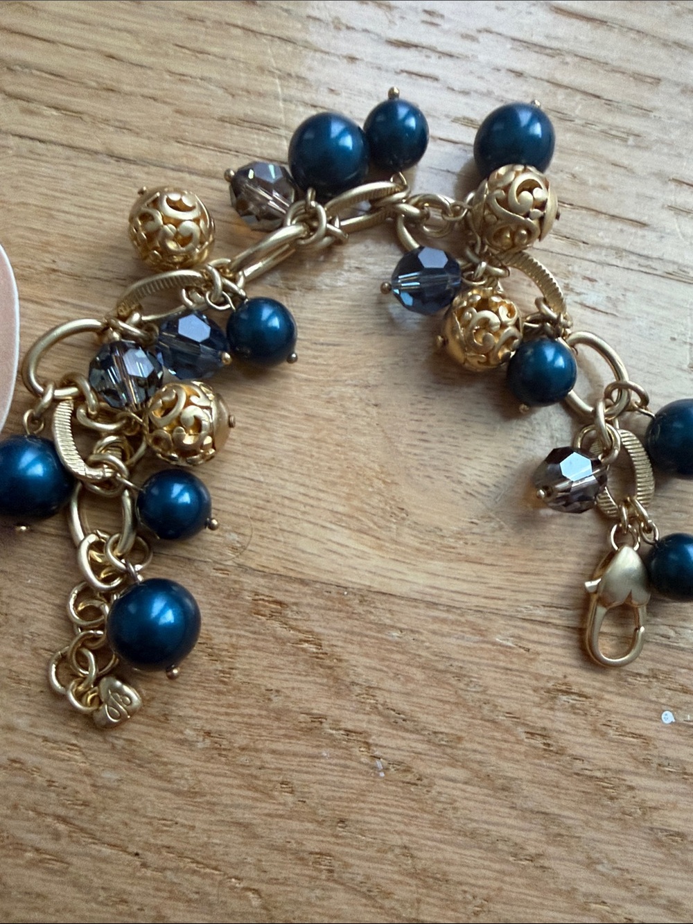 Brighton Teal and Gold Dangle Charm Bracelet with Matching Earrings - Picture 3 of 3